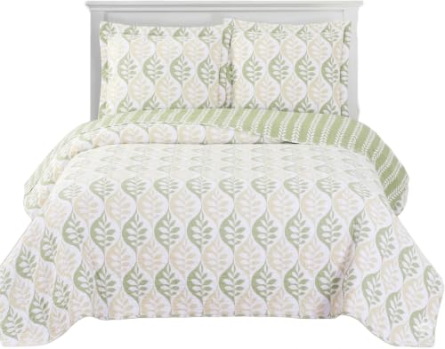 Royal Tradition Gia Reversible Coverlets, Full Over-Sized 3pc Quilt Set (92-Inch Wide x 96-Inch Long) Lightweight Bedspread