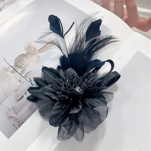 Image of Extra Large Flower Brooches for Women Lapel Pins Dainty Fabric Brooches Big Camellia Lady Flower Fascinator Hatpin Hair Clip for Wedding Prom Party Dance Banquet Ceremony Clothes Accessories Jewelry