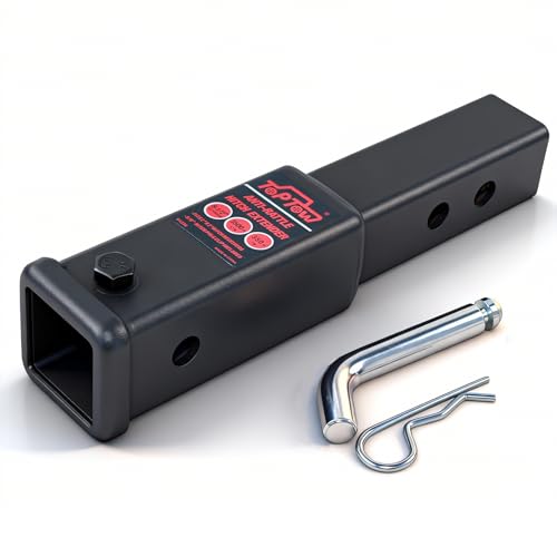 TOPTOW Trailer Hitch Extender Fits for 2 inch Hitch Receiver 7-inch and 8 1/2-inch Extension Length with 5/8 inch Hitch Pin and Clip Anti-Rattle Bolt Included