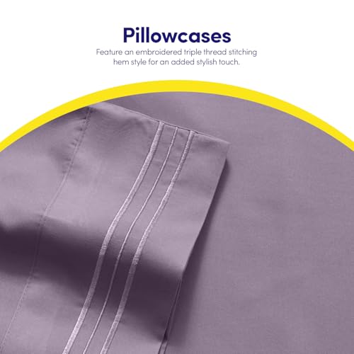 Image of 1500 Supreme Collection Twin Sheet Sets Plum - 3 Piece Bed Sheets and Pillowcase Set for Twin Mattress - Extra Soft, Elastic Corner Straps, Deep Pocket Sheets, Twin Plum