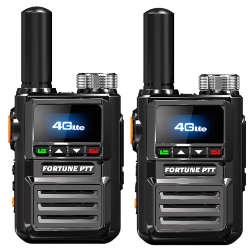FORTUNE PTT Global Walkie Talkies Unlimited Range 4G PTT Two Way Radio Nationwide Long Distance Portable Radios for Family & Work Team (2-Packs with SIM Cards)