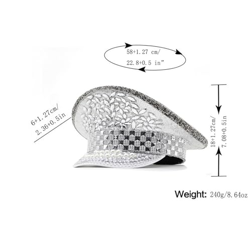 Chapeau marin clouté strass ajustement parfait 54-58cm