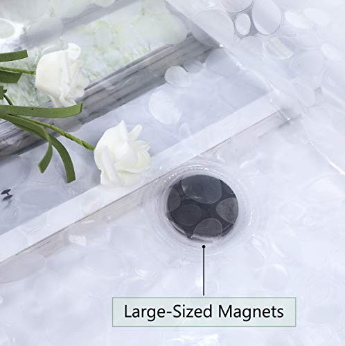 Image of Shower Curtain Liner 76 Inches Long, 3D EVA Heavy Duty Vinyl Plastic Shower Curtain Liner with 3 Strong Weights and 12 Grommet Holes, Pebble, 72 x 76 Inch