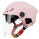 Casque Jet Ouvert Moto 3/4 Demi Casque Unisexe Adulte Casques Bols avec Double Visière Casques De Scooter Style Vintage Approuvé ECEDOT pour Hommes Femmes Quatre Saisons G,54 61CM