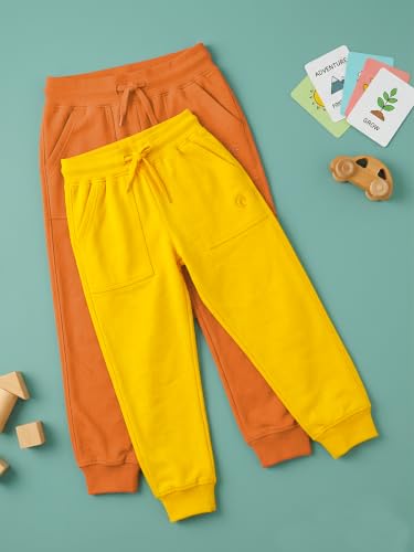 Image of KiddoPanti Boys Solid Fleece Track Pants | Cotton Poly Fleece Fabric | Ankle Length Bottom Rib | 2 Front Patch Pocket | Elastic Waist & Drawcord | Jogger Track Pants for Boys