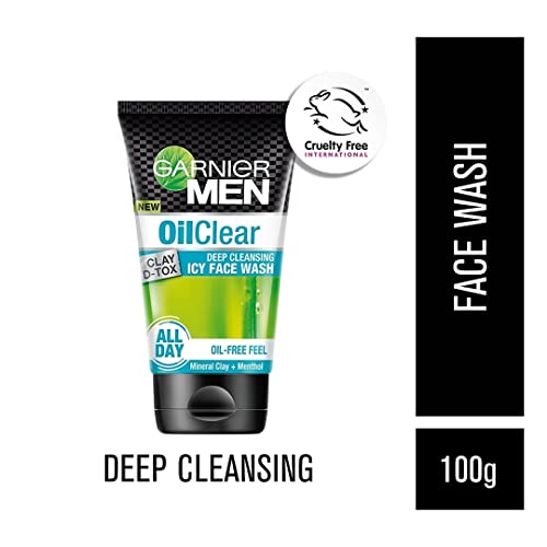 Image of Garnier Men, Face Wash, Brightening & Anti-Pollution, TurboBright Double Action, 150 g & Garnier Men Oil Clear Clay D-Tox Deep Cleansing Icy Face Wash, 100gm
