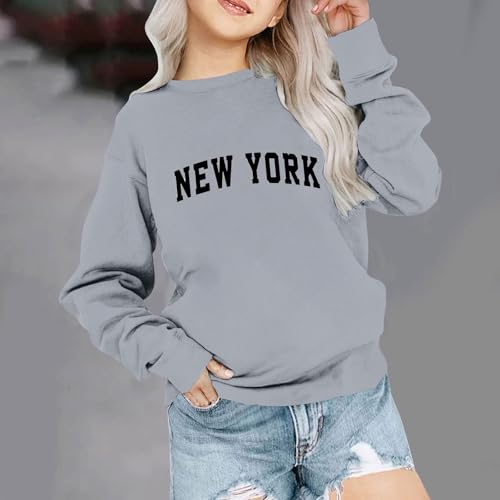 Crewneck Sweatshirts For Girls New York Print Pullover Tops Fall Fashion Long Sleeve Fleece Sweaters 1-11 Years2