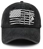 Vxchkerm Lineman American Flag Hat,Adjustable Embroidery Line Worker Baseball Cap,Fathers Day Christmas Birthday Lineman Gifts for Men,Electrician,Dad,Husband Black
