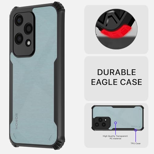 Image of Pikkme Honor 200 Lite 5G Back Cover | Crystal Clear Transparent Back | Ultra Hyrbid | Full Camera Protection | Raised Edge | Bumper Back Case (Black)