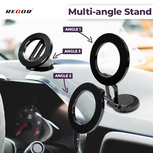 Image of Regor Magnetic for Car Dashboard | Hands-Free Phone Holder | 360 Adjustable Car Mount |Holder for All Smartphones iPhone Android - Black