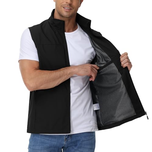 Eisctnd Men's Quick Dry Lightweight Windproof Fishing Work Safari Vest for Golf Hiking, Outdoor Travel Camping Jacket