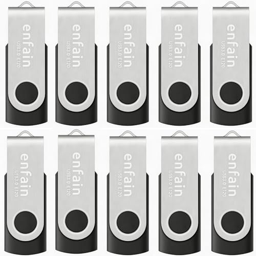 Enfain 16GB USB 3.0 Flash Drive 10 Pack, Black Thumb...