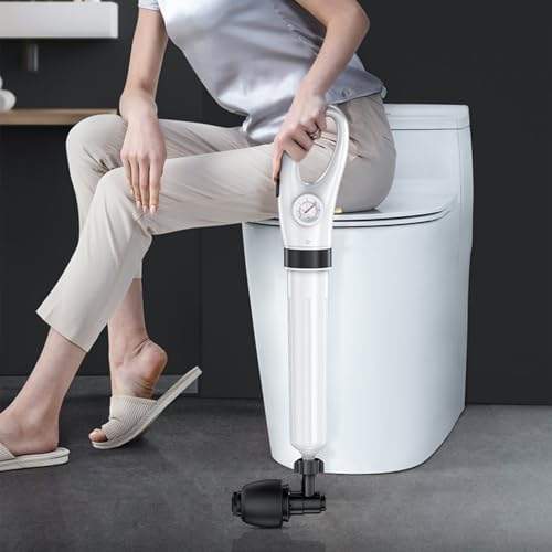 Desatascador de inodoro con presión de aire alta, pistola desatascadora con 3 boquillas para desagües de fregadero, bañera y tuberías miniatura 6