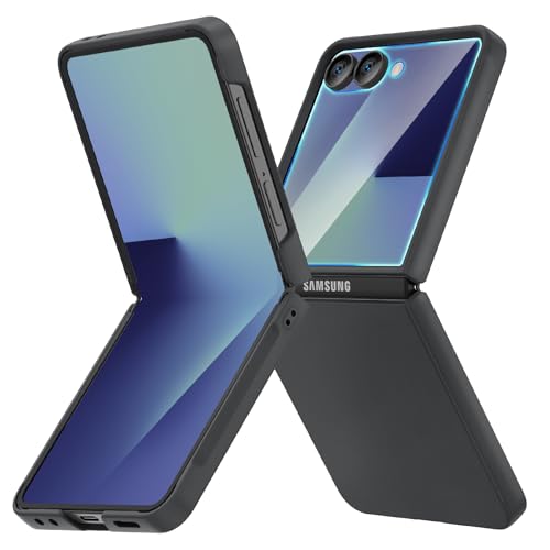 Ruky for Z Flip 7 Case, Full Body Cover Anti-Scratches Shockproof Hard PC Ultra-Thin, Support Wireless Charging Protective Phone Cover for Samsung Galaxy Z Flip 7, Black