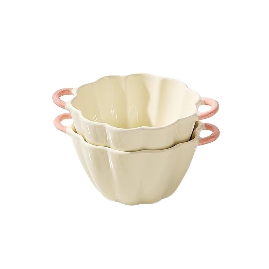Miski na zupę, zestaw 2 misek płatki zbożowe, 500 ml ceramiczna miska sałatkę z podwójnym uchwytem Biała śniadanie, makaron, owsiane