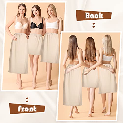 3 Pieces Women's Half Slips 19, 27, 35 Inch Satin Underskirt Dress Anti Static Long Underskirt Lady Slips for Under Dresses2