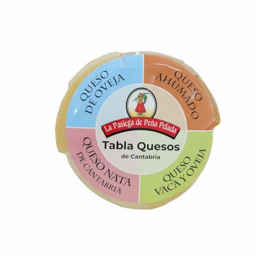 LA PASIEGA DE PEÑA PELADA Tabla de Quesos de Cantabria, 4 Cuñas de queso baby de aprox 125 gr cada una, Al vacío - Variedad de Sabores Únicos - Elaborado Leche de Vaca y Oveja Pasteurizada - Artesanos