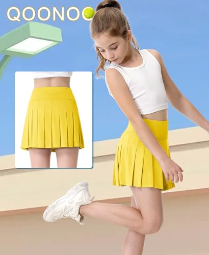 QooNoo Girls Skorts Pleated Tennis Skirts for Girls Athletic Toddler High Waist Activewear Kids Golf Skirts with Pockets4