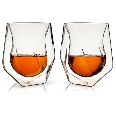 Viski Aerating Whiskey Tumbler, Whiskey Tasting Glass, Double Walled Snifter, Specialty Bourbon Tumbler, Clear Glass, Dishwasher Safe, 7 Oz, Set of 2 Cover