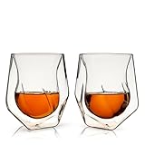 Viski Aerating Whiskey Tumbler, Whiskey Tasting Glass, Double Walled Snifter, Specialty Bourbon Tumbler, Clear Glass, Dishwasher Safe, 7 Oz, Set of 2