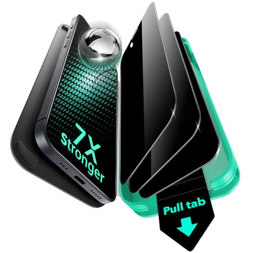 ESR 3 Pack 9H+ Glass for iPhone 16/ iPhone 15 Privacy Screen Protector, [Military Grade Shatterproof...