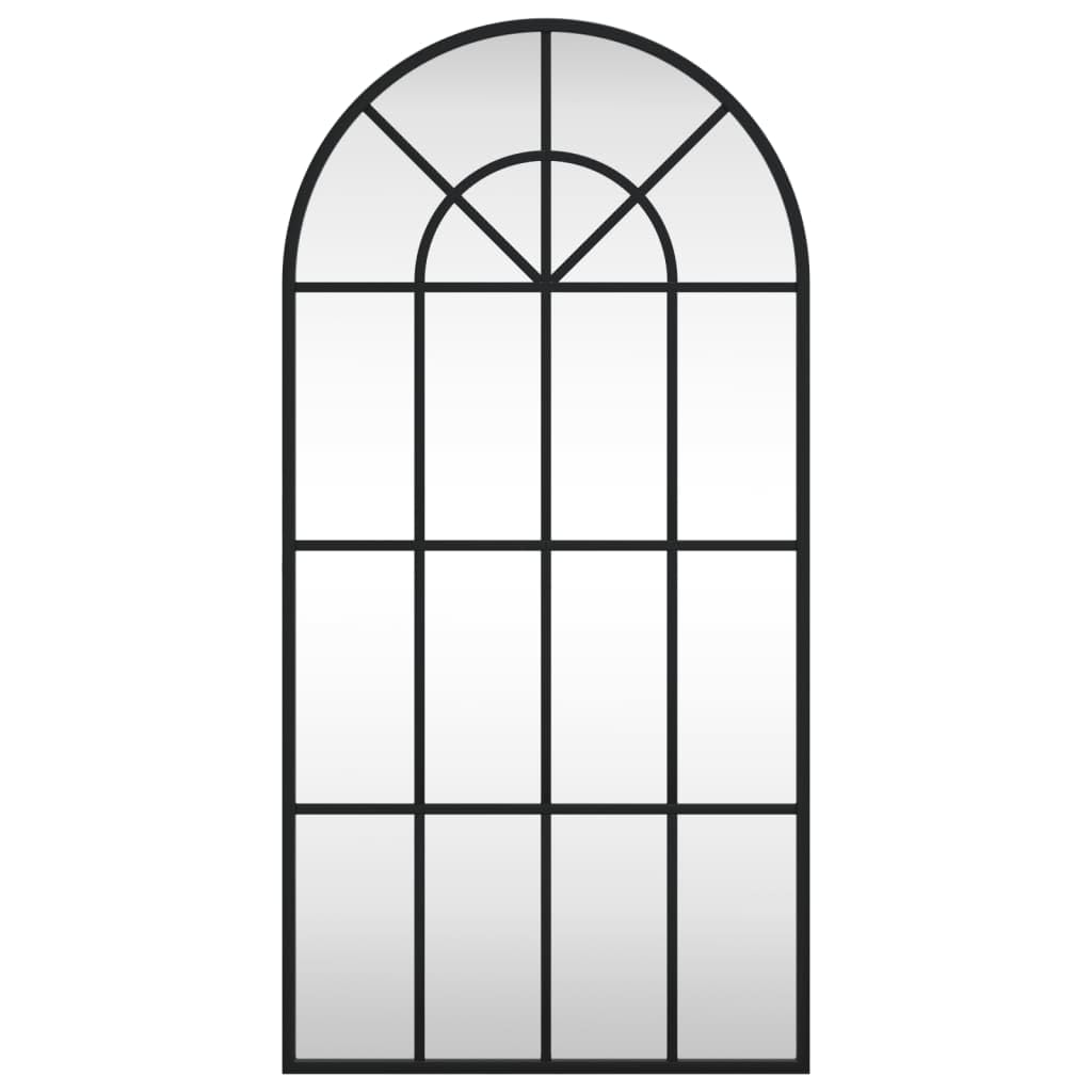 Wandspiegel Schwarz 40x80 cm Gewölbt Eisen Glas mit pulverbeschichtetem Rahmen für Flur Schlafzimmer Badezimmer Deko Montage, klarer Spiegel für Kosmetik und Rasur
