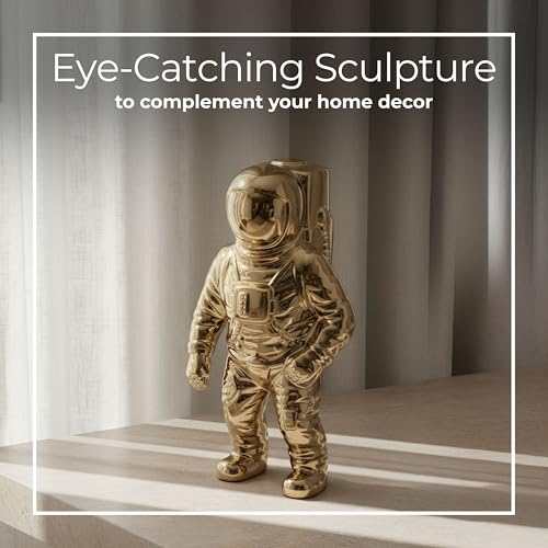Figura Decorativa de Astronauta en Cerámica Dorada 12" miniatura 4