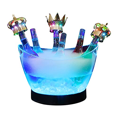 Secchiello per Ghiaccio a LED, 8L Lampada con Gradienti Colorati, Raffredda Bottiglie, Secchiello per Spumante, Refrigeratore per Bevande, per Ristorante, Pub, Feste