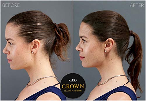 CROWN HAIR FIBERS for Thinning Hair (BLACK) - Instantly Thickens Thinning or Balding Hair for Men & Women - 2x Large 0.87oz/25g Bottle - Best Natural Keratin Hair Loss Concealer