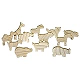 EDUPLAY 210-052 Holzfiguren Tiere, unbemalt, Natur, 12-teilig (1 Set)