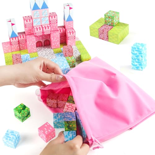 128PCS Magnetic Blocks Building Toys - 1" Magnet Cubes, Build Princess Castle, Magnetic Tiles Building Blocks, STEM Innovation Toys, Ideal Gifts for Christmas Birthday for Kids Age 3 4 5 6 7 8 9 10 - image 3