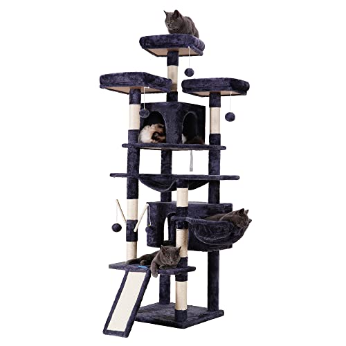 Hey-brother Árvore de gato, torre grande de 180 cm GG para gatos internos, casa de gato de vários ní