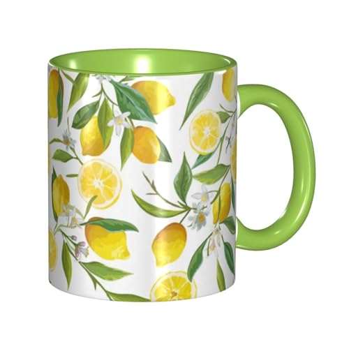レモンの木の枝 マグカップ 旅マグ コーヒーカップ Green セラミック 330ml 陶器 食器 耐熱 水筒 プレゼント