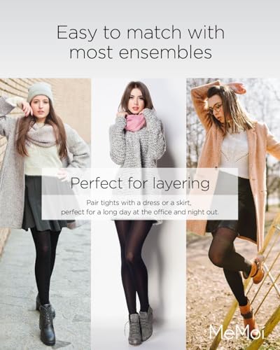 MeMoi Perfectly Opaque Tights, Comfortable and Smoothing Control Top Tights, 40 Denier Opaque Finish - Sizes S-Q24