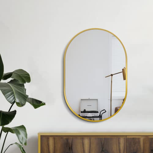 Bathroom Mirror for Wall, 30''x20'', Gold Oval Mirror for Bedroom Entryway Bathroom, Metal Framed Vanity Mirror(30''x20'',Gold)