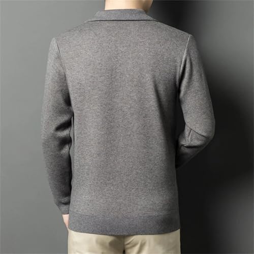 Men's Solid Color Half-Zip High-Neck Sweater Knitted Sweater Lapel Long Sleeve Pullovers4