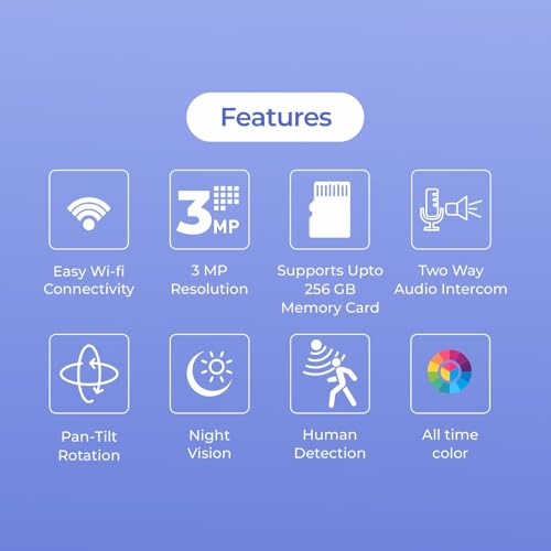 Image of Trueview 3MP Wi-Fi ATC Robot Camera | BIS-ER (STQC Certified) WiFi CCTV Camera | All Time Color Night Vision | Pan Tilt | Smart Tracking | 2-Way Audio | Memory Card & Cloud | Alexa | T18296S