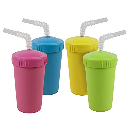 Re-Play Made in USA 4pk Straw Cups with Bendable Straw in Bright Pink