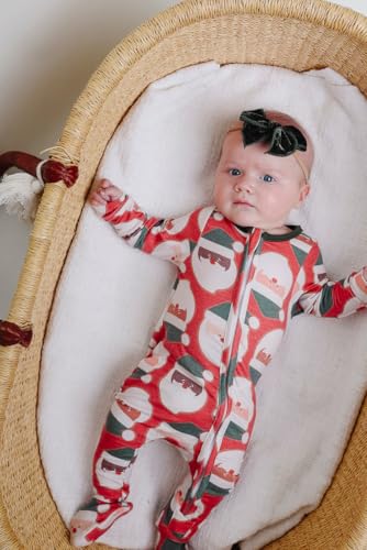 Image of Copper Pearl Zip-Up Footie Baby Pajamas - Soft Newborn Onesies for Boys & Girls, Tag-Free with Two-Way Zipper Baby Sleepers for Newborn - 24 Months, Claus
