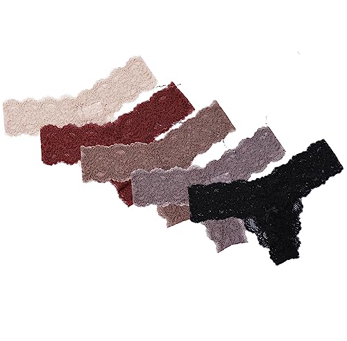 Thong microfibre extensible et dentelle douce lot de 5 sous-vêtements confortables