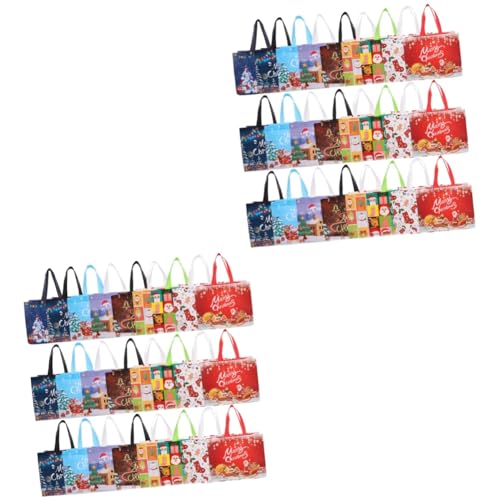 Cabilock 2 Juegos Bolsa Navideña No Tejida Bolsa De Compras Plegable Tridimensional Adornos Navideños De Cascanueces Bolsas De Comestibles Navideñas Adornos para 25 Piezas * 2