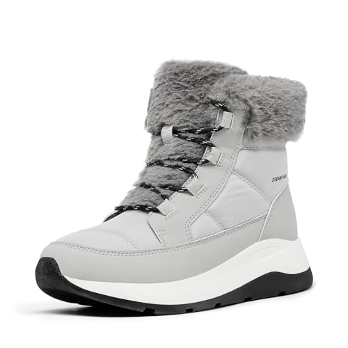 DREAM PAIRS Women's Winter Snow Boots, Faux Fur Waterproof Ankle Booties, Zaylee Ladies Comfortable Short Boots Outdoor 5 Grey