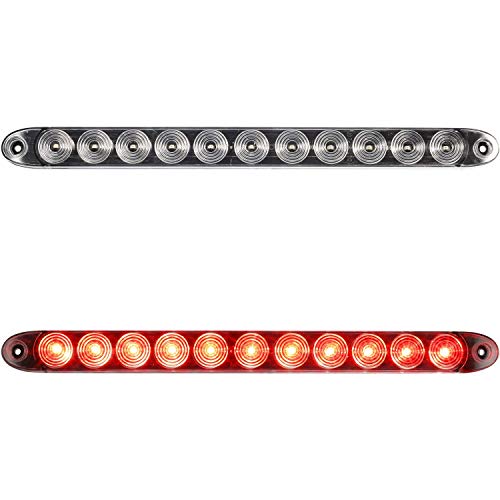 Image of Partsam 2pcs 15 inch inch Clear Lens Red 11 LED Flange Mount Trailer Truck RV Stop Turn Signal Tail Lamps 3rd Third Brake Light Bar Warning Light ID Bar