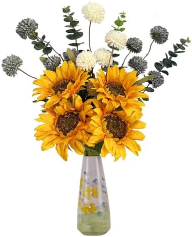 Fake Sunflowers with Hand-Painted Vase,16