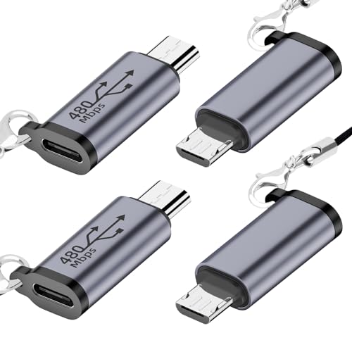 Seminer Adaptador USB C a Micro USB (4 Pack), Tipo C Hembra a Macho Compatible con Sincronización de Datos para Samsung Galaxy S8/S8+