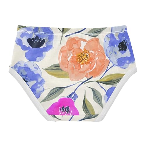 Flowers Leaves Watercolor Blue Girl Panties Cute Toddler Girls Underwear Cotton Stylish Underpants Briefs 2t2