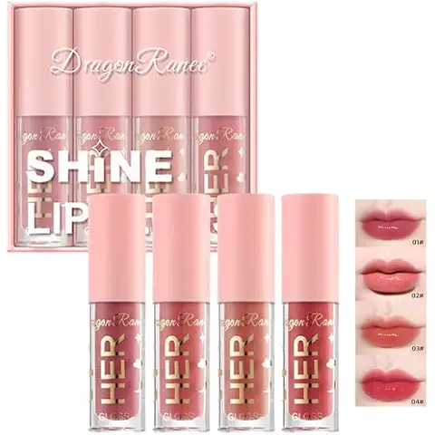 Glitter Liquid Lipstick Set Mrettick 4 Colors Shining Metallic Lip Gloss Set Moisturizing Lip Plumper Gloss Set with Gift Box (Glitter) Cover