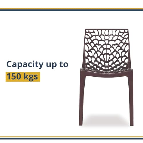 Image of activa Web Designer Plastic Chair for Home, Office and Restaurant and Cafe|Armless Chair for Dining Room| Heavy Duty Outdoor Plastic Chair | Designer Balcony Chair (Brown, Set of 2)