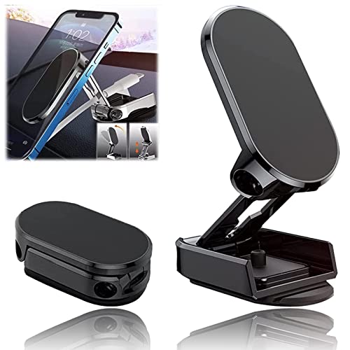 MEONFY Folding Magnetic Car Phone Holder 2023, Alloy Folding Magnetic Car Phone Holder, 2023 New Alloy Folding Magnetic Car Phone Holder, Magnetic Car Phone Mount (Black)