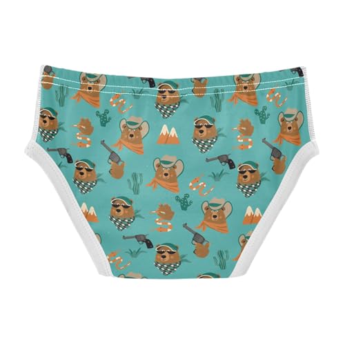 Cotton Little Boys Briefs Western Cowboy Bears Soft Toddler Underwear2